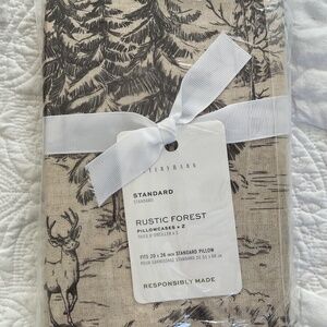 NWT Pottery Barn Rustic Forest Standard Pillowcases Set of 2 woodland Cabin Deer